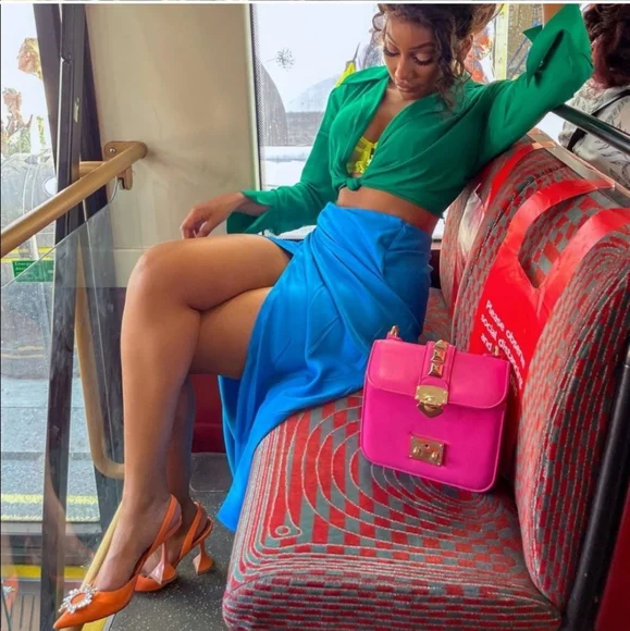 Zara * wrap midi knot blue skirt - Picture 6 of 16